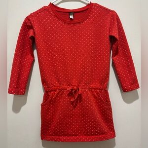 Tea Collection Dotty Drawstring Red Polka Dot Winter Christmas Dress, Girls 7